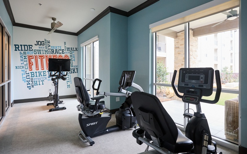 Fitness center with equipment