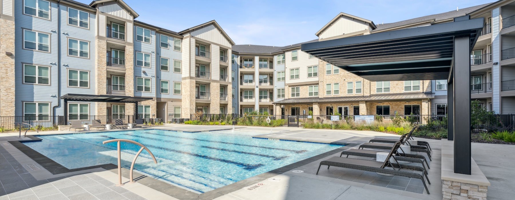a swimming pool in a courtyard