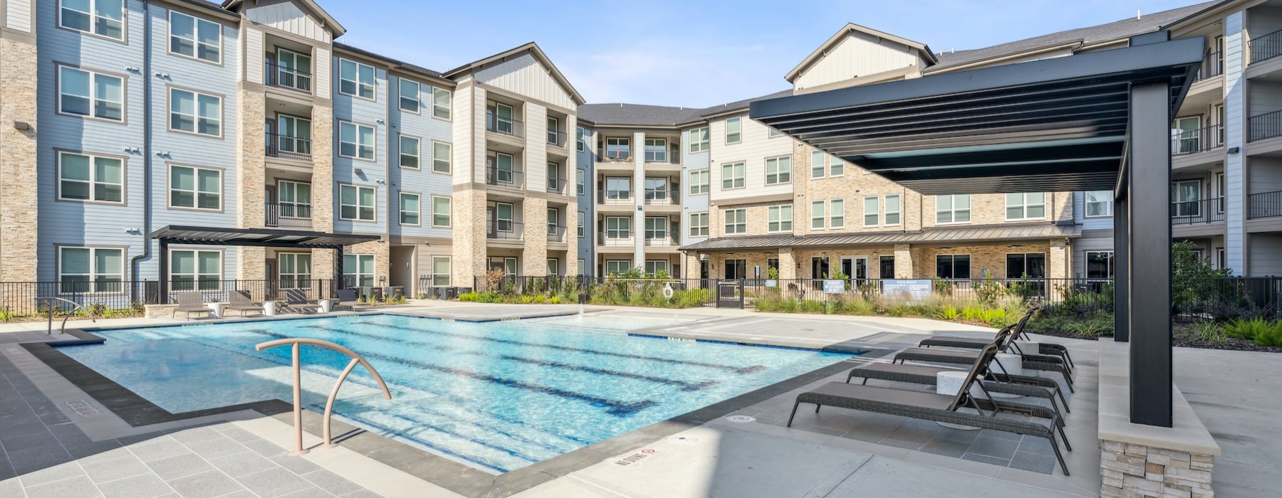a swimming pool in a courtyard